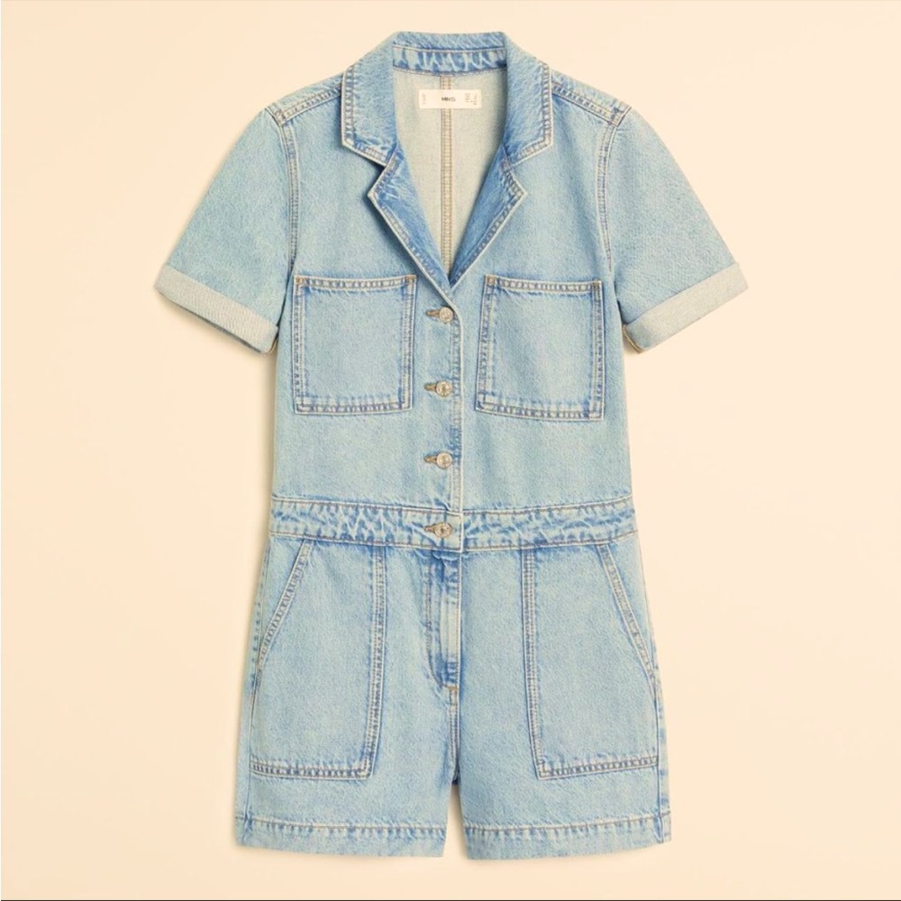 Mango Shortall Denim Romper